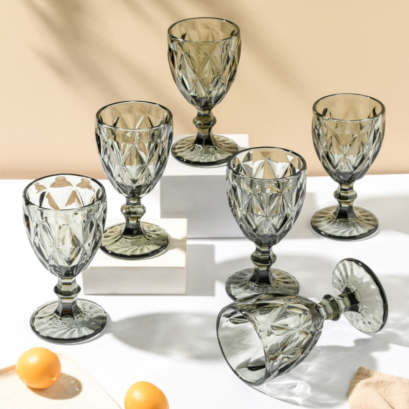 Textured Drinkware Ash Grey Glass Set Of 6 250 ml