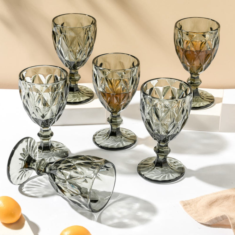 Textured Drinkware Ash Grey Glass Set Of 6 250 ml