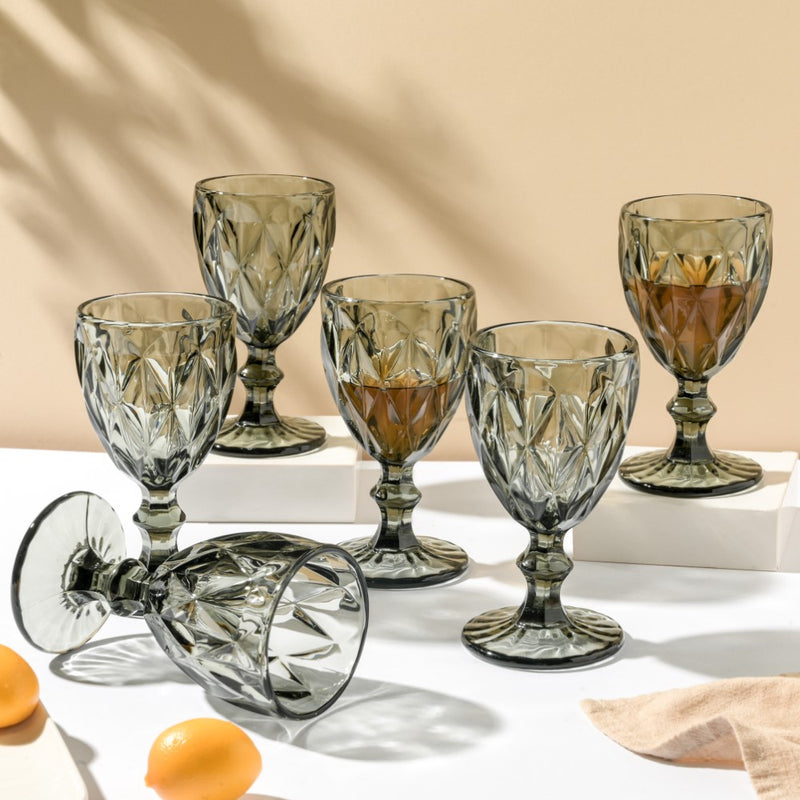 Textured Drinkware Ash Grey Glass Set Of 6 250 ml