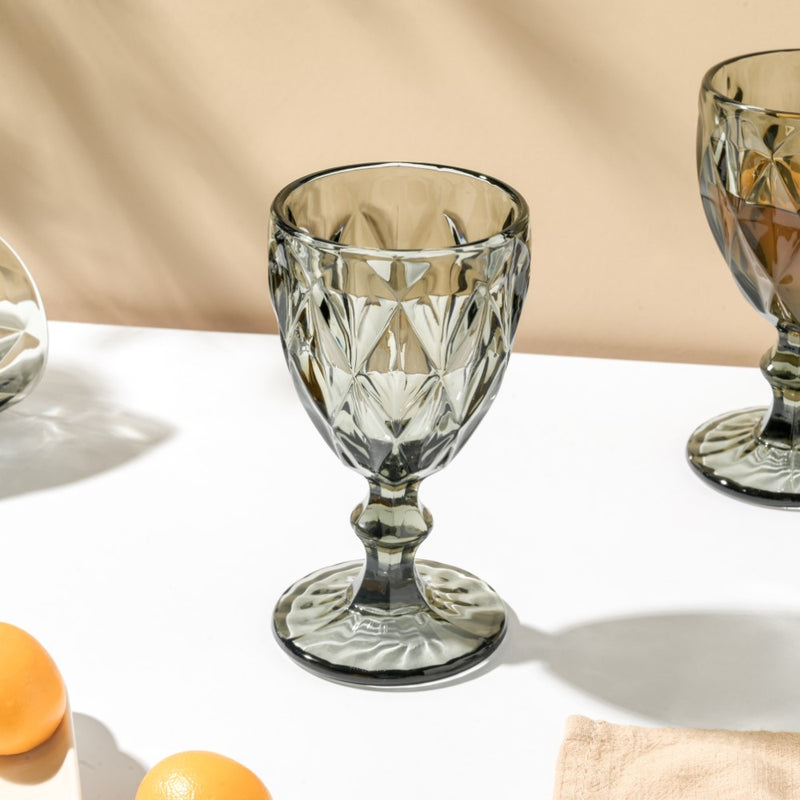Textured Drinkware Ash Grey Glass Set Of 6 250 ml