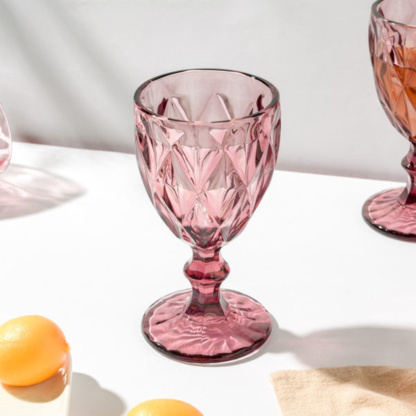 Rose Textured Drinkware Glass Mauve Set of 6 250 ml