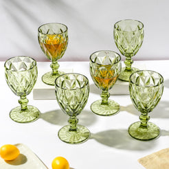 Textured Drinkware Glass Green Set Of 6 250 ml