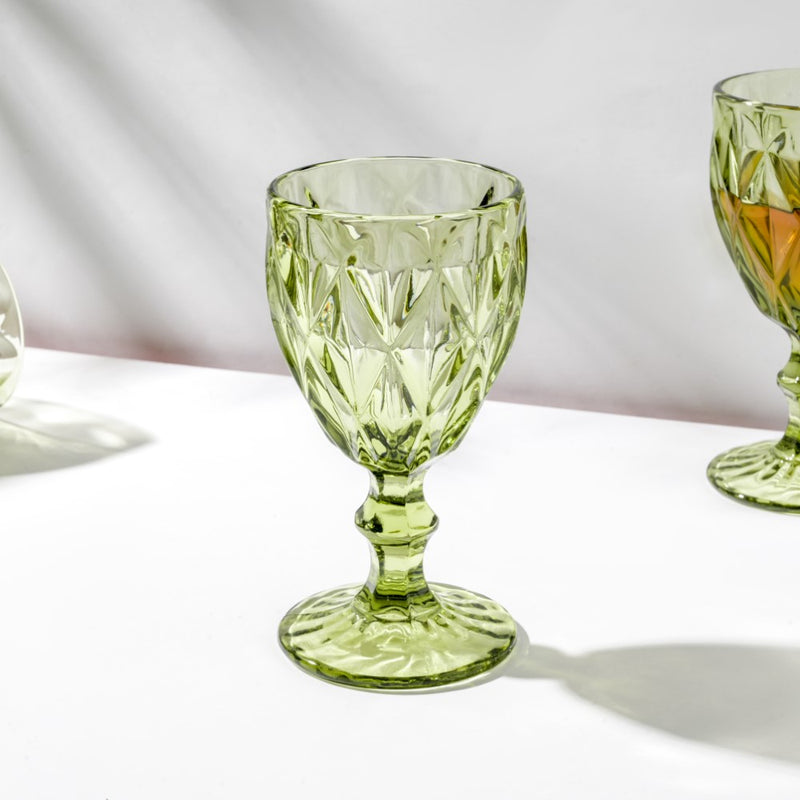 Textured Drinkware Glass Green Set Of 6 250 ml
