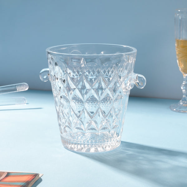 Textured Glass Ice Bucket With Handle