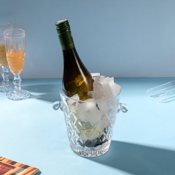 Textured Glass Ice Bucket With Handle