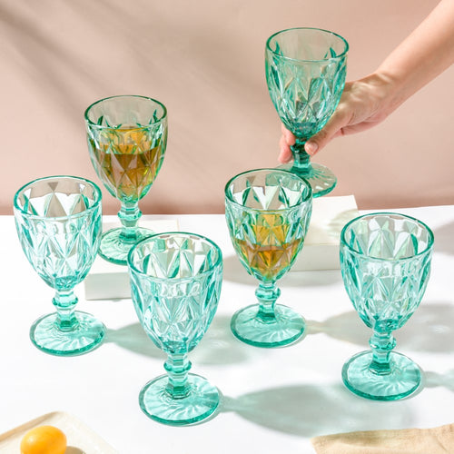 Crystal Red Wine Glass Teal Set Of 6 300 ml