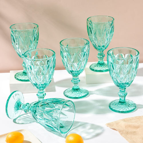 Crystal Red Wine Glass Teal Set Of 6 300 ml
