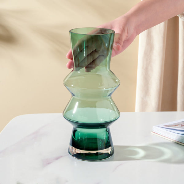 Modern Glass Flower Vase Green