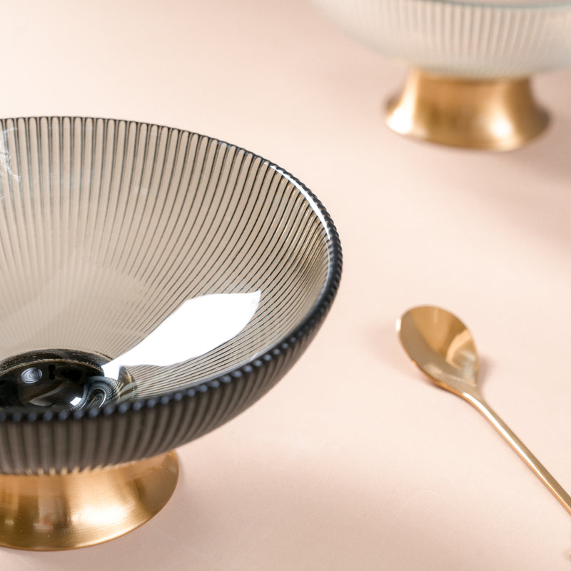 Decorative Glass Bowl with Stand -  Glass bowl, serving bowls, bowl for snacks, glass serving bowl, ice cream serving bowl, large serving bowl | Bowls for dining table & home decor