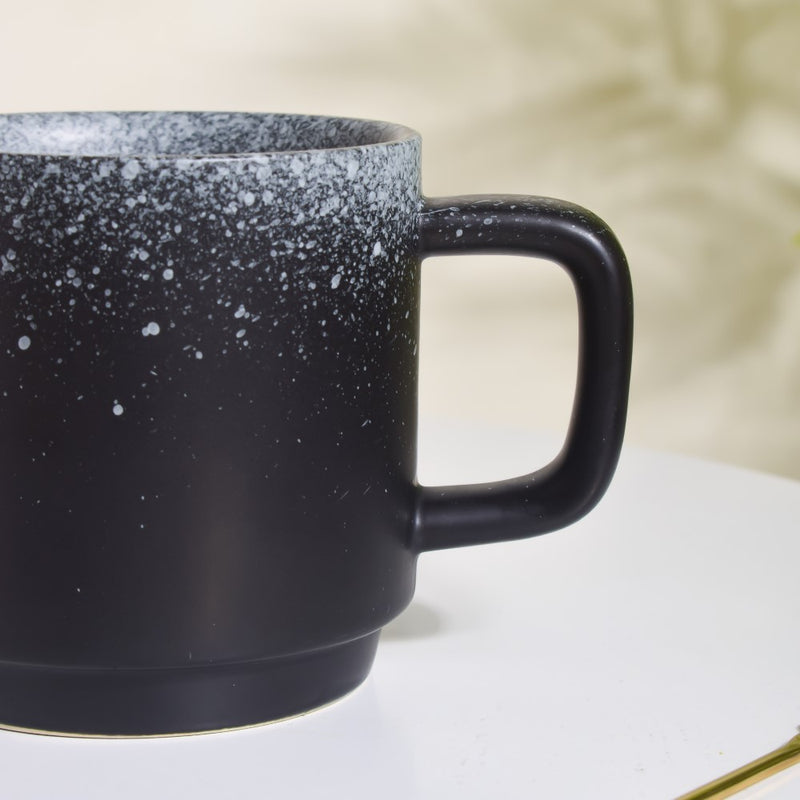 Galaxy Stone Pottery Mug With Lid Black 250 ml- Mug for coffee, tea mug, cappuccino mug | Cups and Mugs for Coffee Table & Home Decor