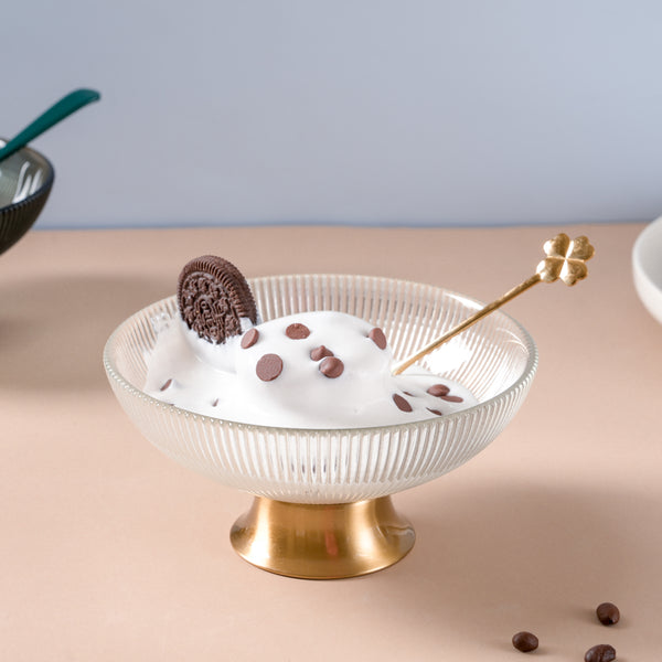 Ribbed Glass Decorative Bowl - Glass bowl, serving bowls, bowl for snacks, glass serving bowl, large serving bowl | Bowls for dining table & home decor