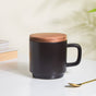 Savanna Stoneware Mug With Lid Black 250 ml- Mug for coffee, tea mug, cappuccino mug | Cups and Mugs for Coffee Table & Home Decor