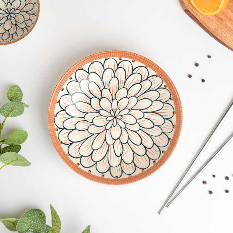 Abloom Ceramic Snack Dish 8 Inch - Serving plate, snack plate, dessert plate | Plates for dining & home decor