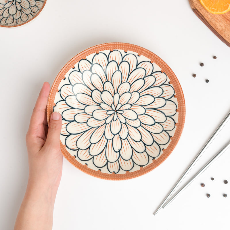 Abloom Ceramic Snack Dish 8 Inch - Serving plate, snack plate, dessert plate | Plates for dining & home decor