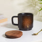 Savanna Stoneware Mug With Lid Black 250 ml- Mug for coffee, tea mug, cappuccino mug | Cups and Mugs for Coffee Table & Home Decor