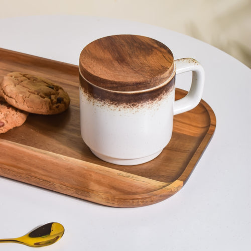 Cavern Clay Mug With Lid White 250 ml- Mug for coffee, tea mug, cappuccino mug | Cups and Mugs for Coffee Table & Home Decor