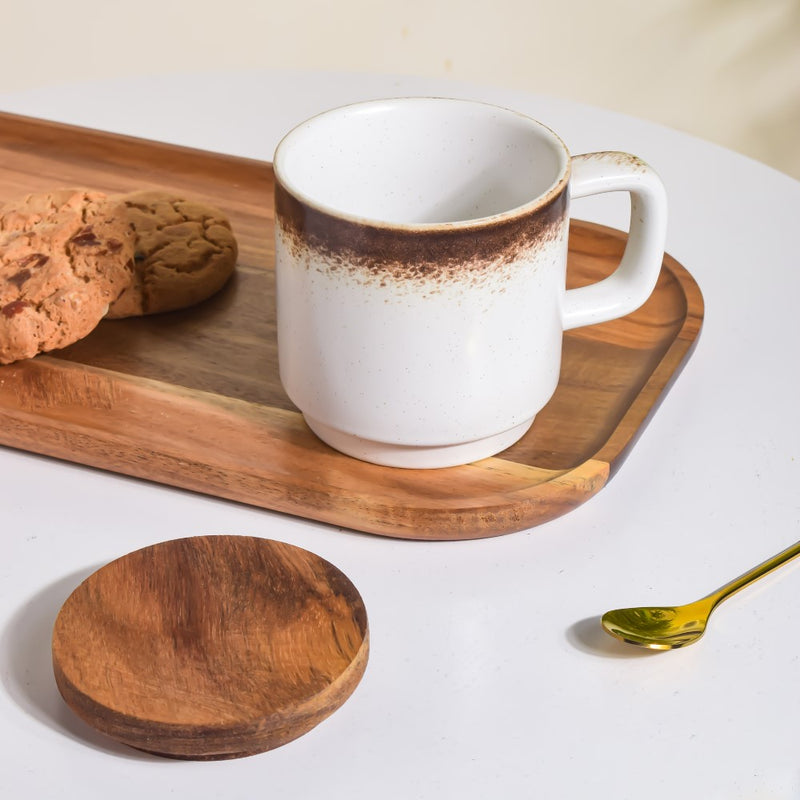 Cavern Clay Mug With Lid White 250 ml- Mug for coffee, tea mug, cappuccino mug | Cups and Mugs for Coffee Table & Home Decor