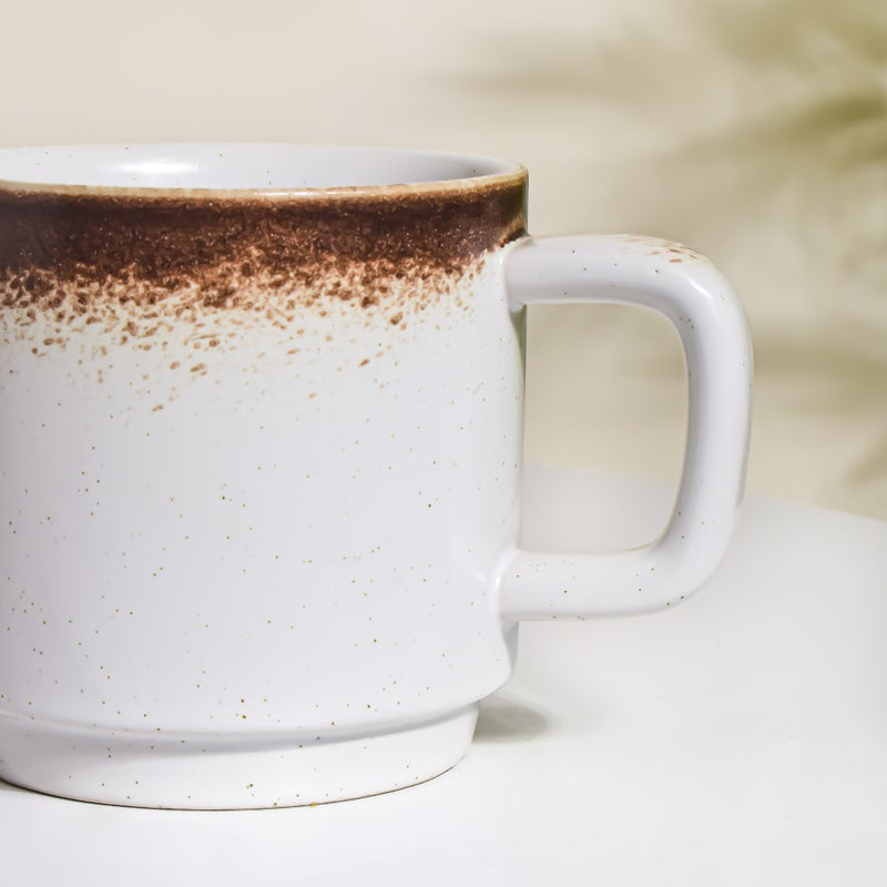 Cavern Clay Mug With Lid White 250 ml- Mug for coffee, tea mug, cappuccino mug | Cups and Mugs for Coffee Table & Home Decor