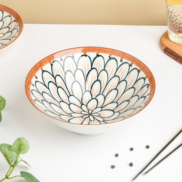 Abloom Ceramic Ramen Bowl 8 Inch 750 ml - Soup bowl, ceramic bowl, ramen bowl, serving bowls, salad bowls | Bowls for dining table & home decor