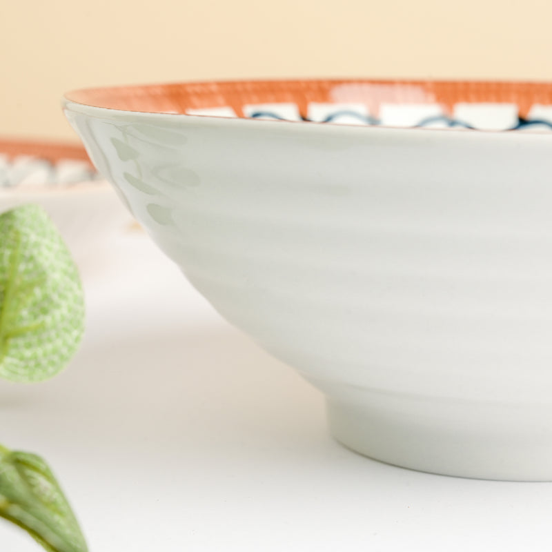 Abloom Ceramic Ramen Bowl 8 Inch 750 ml - Soup bowl, ceramic bowl, ramen bowl, serving bowls, salad bowls | Bowls for dining table & home decor