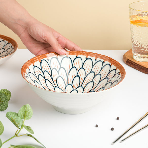 Abloom Ceramic Ramen Bowl 8 Inch 750 ml - Soup bowl, ceramic bowl, ramen bowl, serving bowls, salad bowls | Bowls for dining table & home decor