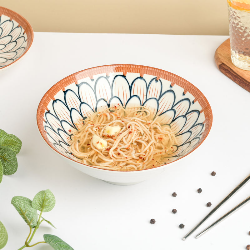 Abloom Ceramic Ramen Bowl 8 Inch 750 ml - Soup bowl, ceramic bowl, ramen bowl, serving bowls, salad bowls | Bowls for dining table & home decor