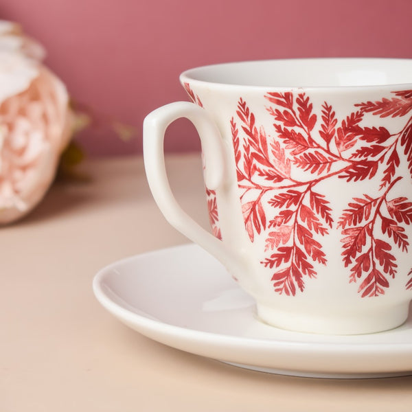 Autumn Fern Patterned Ceramic Cup And Saucer 200 ml