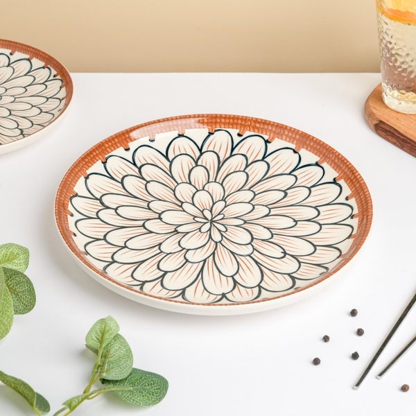 Abloom Ceramic Dinner Plate 10 Inch - Serving plate, rice plate, ceramic dinner plates| Plates for dining table & home decor