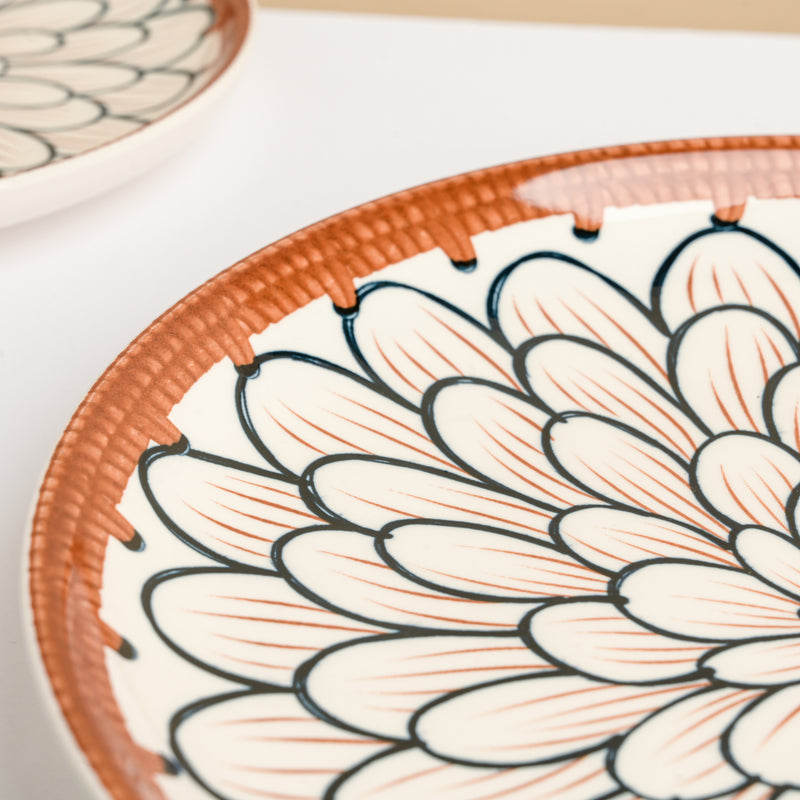 Abloom Ceramic Dinner Plate 10 Inch - Serving plate, rice plate, ceramic dinner plates| Plates for dining table & home decor