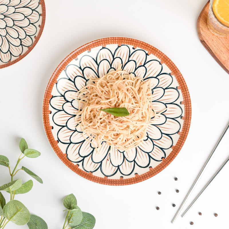 Abloom Ceramic Dinner Plate 10 Inch - Serving plate, rice plate, ceramic dinner plates| Plates for dining table & home decor