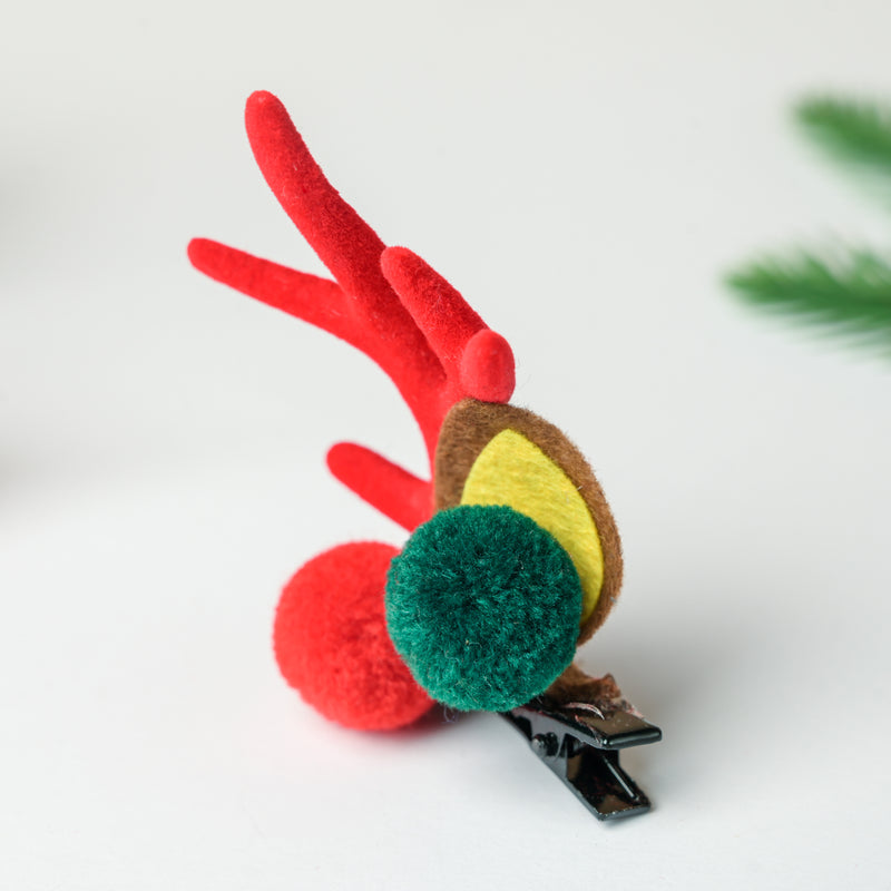 Reindeer Christmas Hairpin Red Set of 2