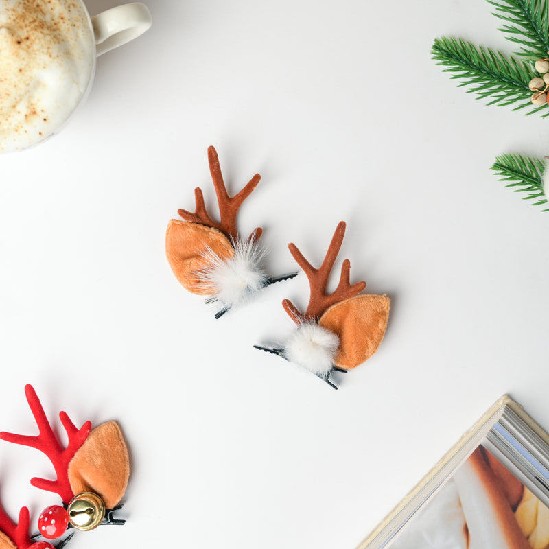 Reindeer Christmas Hairpin Brown Set of 2