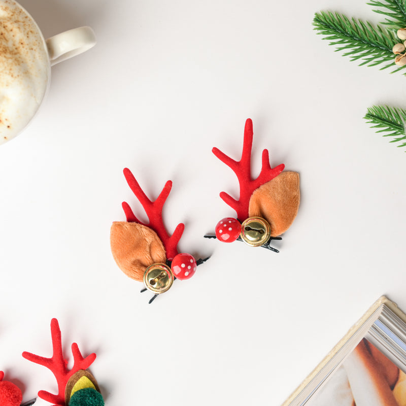 Reindeer Christmas Bell Hairpin Set of 2