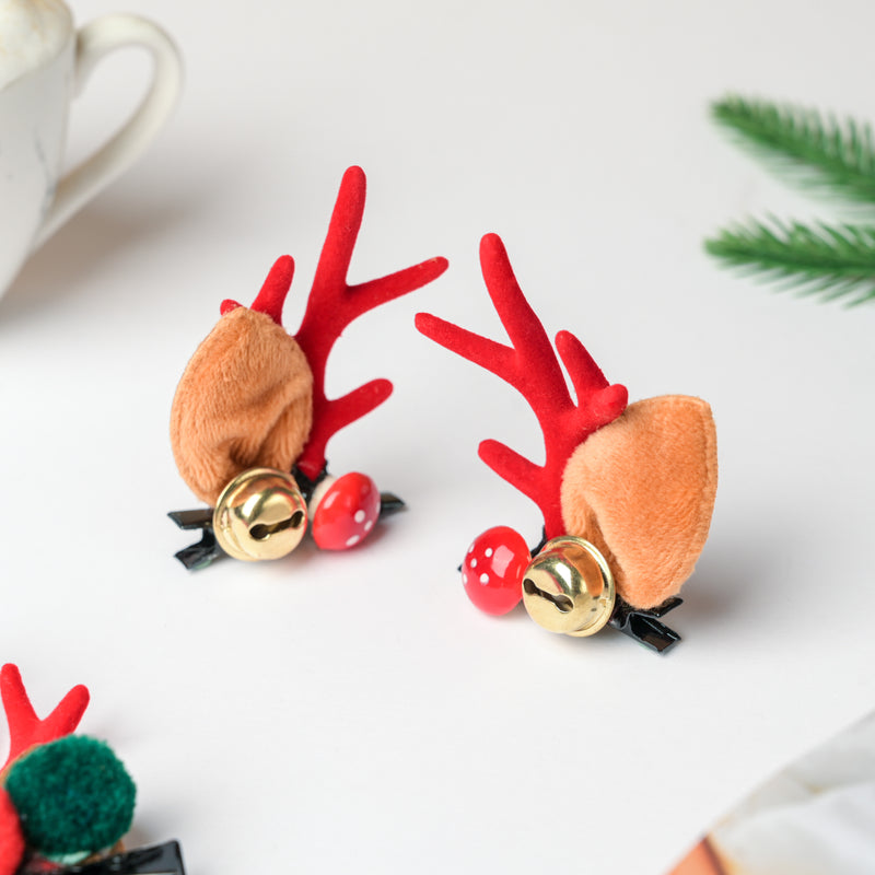 Reindeer Christmas Bell Hairpin Set of 2