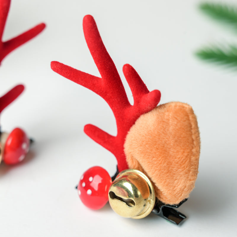 Reindeer Christmas Bell Hairpin Set of 2
