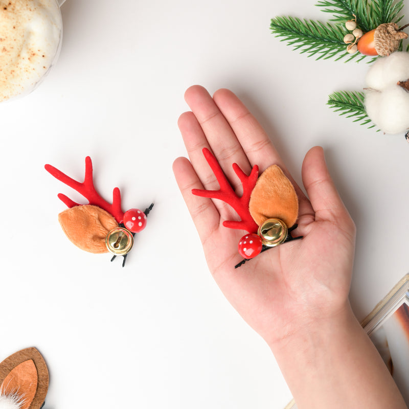 Reindeer Christmas Bell Hairpin Set of 2