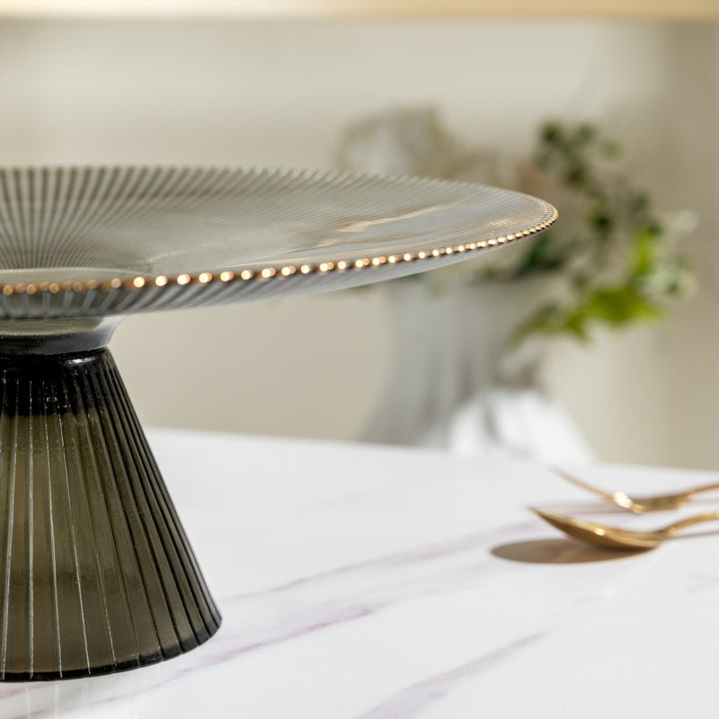 Grey Glass Cake Stand