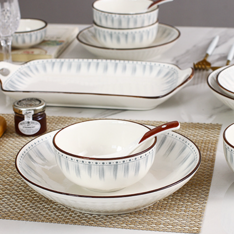 Dainty Patterned Pasta Dish 7 Inch - Serving plate, pasta plate, lunch plate, deep plate | Plates for dining table & home decor