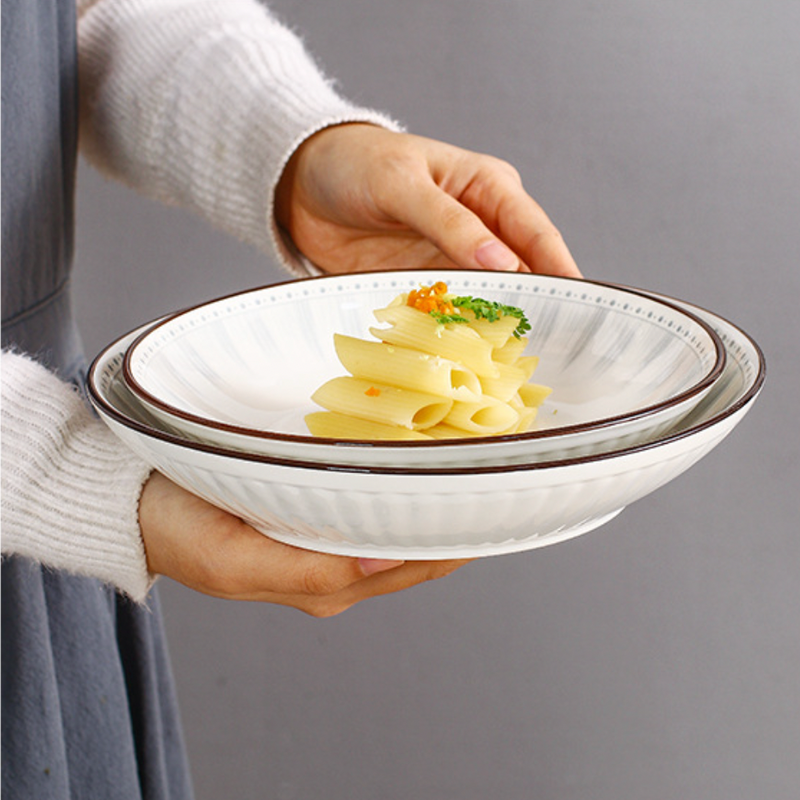 Dainty Patterned Pasta Dish 7 Inch - Serving plate, pasta plate, lunch plate, deep plate | Plates for dining table & home decor