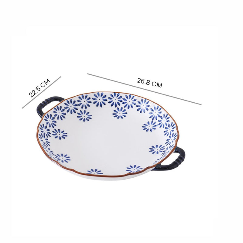 Daisy Dish with Handles - Ceramic platter, serving platter, fruit platter | Plates for dining table & home decor