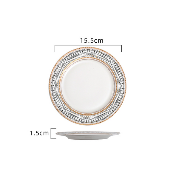 Gold Detailed Glam Dessert Plate