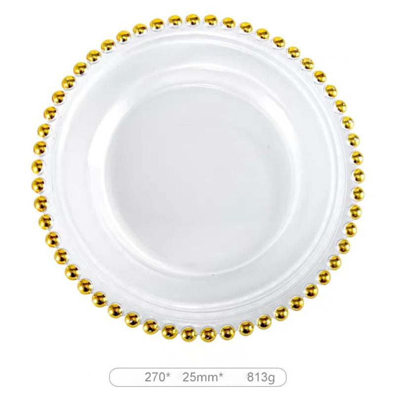Gold Detailed Glam Charger Plate 10 Inch - Serving plate, lunch plate, ceramic dinner plates| Plates for dining table & home decor