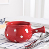 Dots Ceramic Pot Red 500 ml - Soup bowl, ceramic bowl, salad bowls, snack bowls, bowl with handle | Bowls for dining table & home decor
