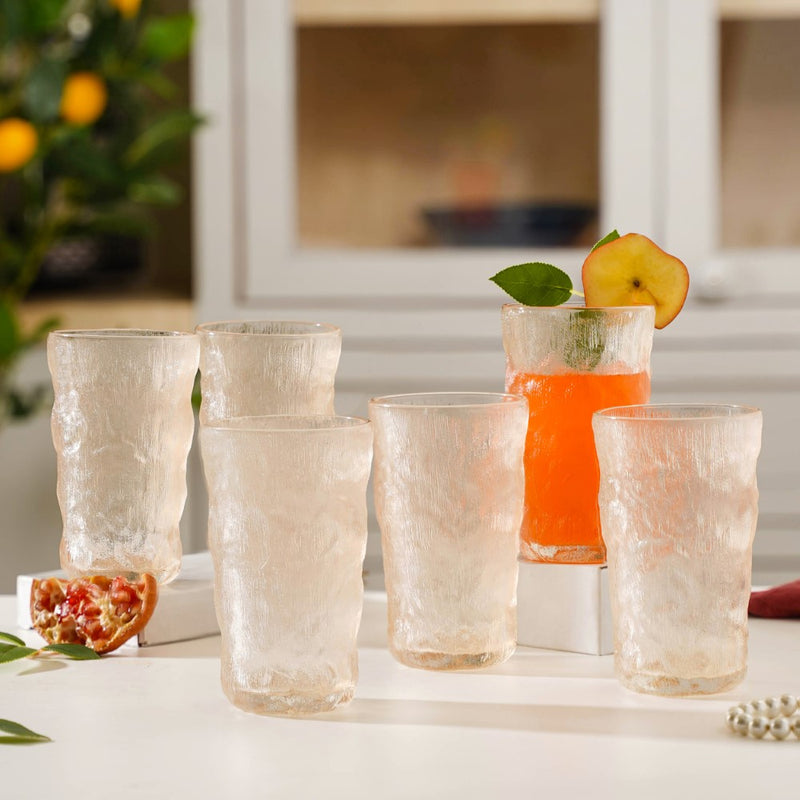 Tall Amber Glacier Glass Set Of 6 350 ml