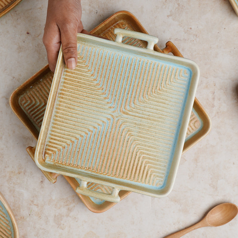 Earthy Tray - Ceramic platter, serving platter, fruit platter | Plates for dining table & home decor
