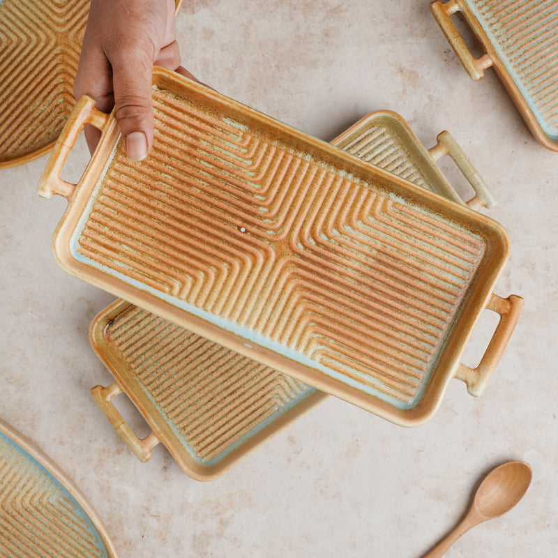 Earthy Tray - Ceramic platter, serving platter, fruit platter | Plates for dining table & home decor
