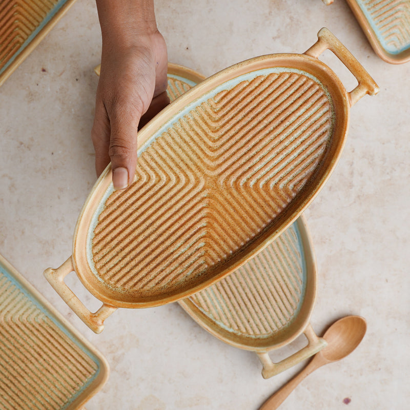 Earthy Tray - Ceramic platter, serving platter, fruit platter | Plates for dining table & home decor