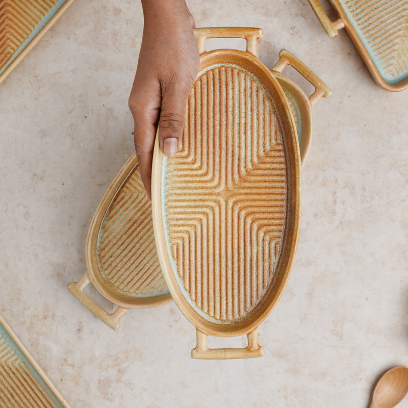 Earthy Tray - Ceramic platter, serving platter, fruit platter | Plates for dining table & home decor
