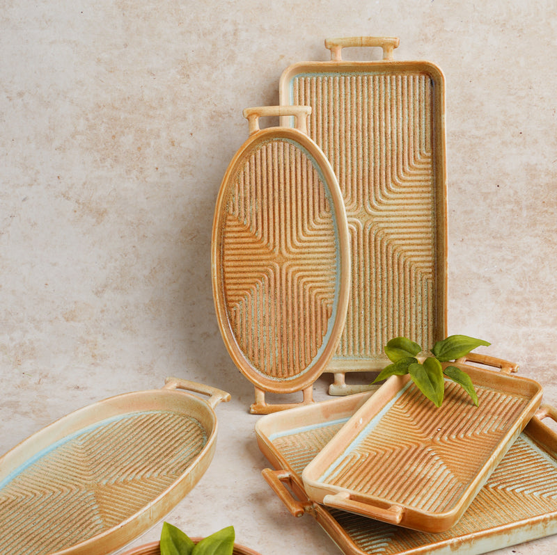 Earthy Tray - Ceramic platter, serving platter, fruit platter | Plates for dining table & home decor