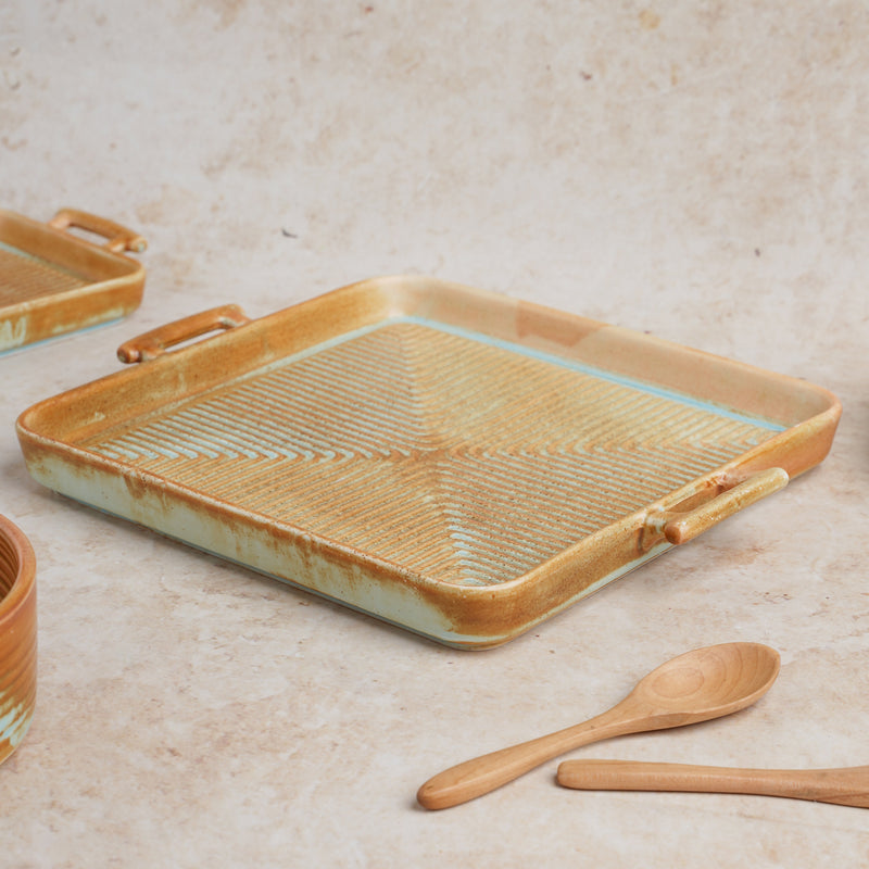 Earthy Tray - Ceramic platter, serving platter, fruit platter | Plates for dining table & home decor